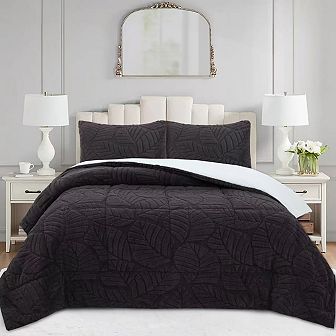 Marcielo 3 pc Leaf Pattern Jacquard Soft Plush Comforter Set