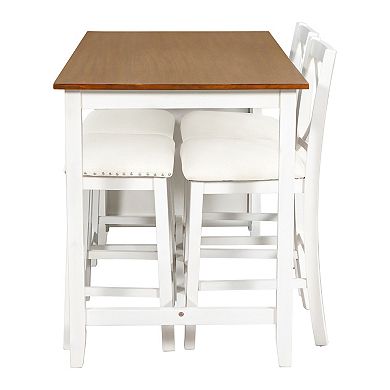 Merax 5 Pieces Counter Height Rustic Farmhouse Dining Room Wooden Bar Table Set