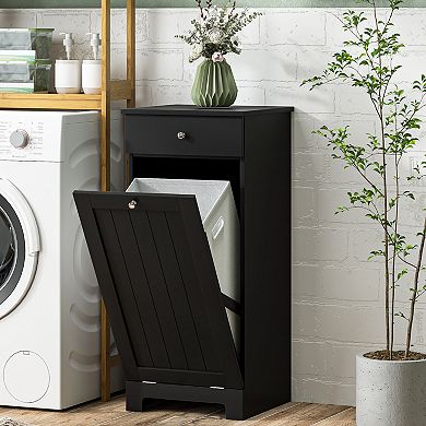 HOMCOM Tilt Out Laundry Hamper, Laundry Hamper Cabinet with Drawer