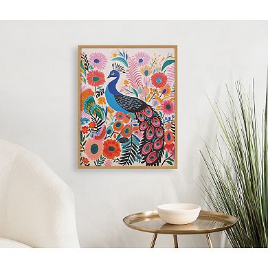 Gallery Bright Colorful Boho Peacock and Botanicals Print by The Creative Bunch Studio
