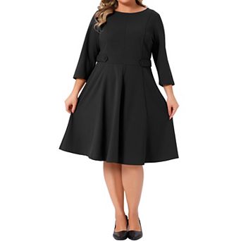 Women's Plus Size Office Dress 3/4 Sleeve 50s 60s Vintage Cocktail Dress Wear to Work Dresses