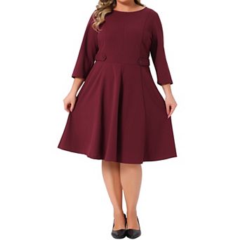 Women's Plus Size Office Dress 3/4 Sleeve 50s 60s Vintage Cocktail Dress Wear to Work Dresses
