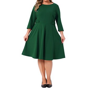 Women's Plus Size Office Dress 3/4 Sleeve 50s 60s Vintage Cocktail Dress Wear to Work Dresses