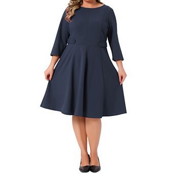 Women's Plus Size Office Dress 3/4 Sleeve 50s 60s Vintage Cocktail Dress Wear to Work Dresses