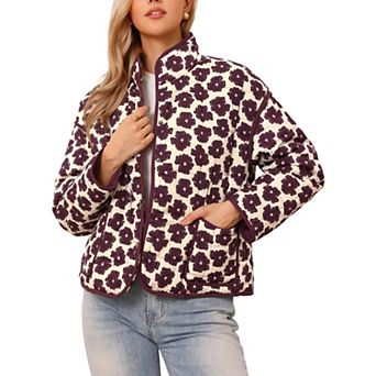 Casual Floral Jackets for Women's Button Long Sleeve Fall Trendy Coats