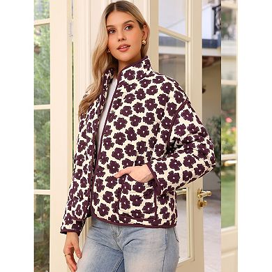 Casual Floral Jackets for Women's Button Long Sleeve Fall Trendy Coats