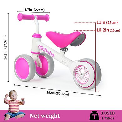 Allobebe Baby Balance Bike, Ages 1-3, 3-Wheel Ride-On with Adjustable Seat & Silent Wheels