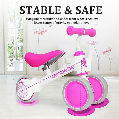 Allobebe Baby Balance Bike, Ages 1-3, 3-Wheel Ride-On with Adjustable Seat & Silent Wheels