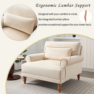 Mirod Ergonomic Chair with Circular Armrests, Lumbar Support & Vintage Roman Legs - Large Luxurious