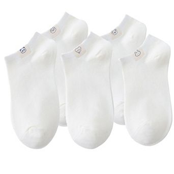 5 Pairs Women's Ankle Socks Soft Cotton Stretch Fabric with Cute Cartoon Animal Tags