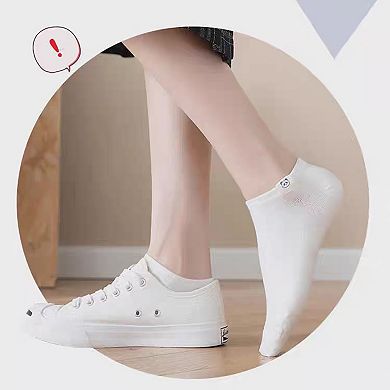 5 Pairs Women's Ankle Socks Soft Cotton Stretch Fabric with Cute Cartoon Animal Tags