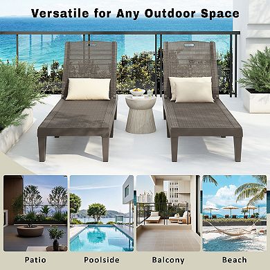 Merax 2-Piece Outdoor Chaise Lounges Resin Pool Lounge Chairs Outdoor Chaise Lounge Chair Set