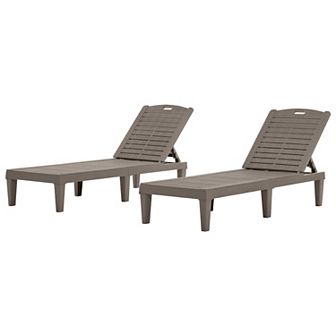 Merax 2 pc Outdoor Chaise Lounges Resin Pool Lounge Chairs Outdoor Chaise Lounge Chair Set