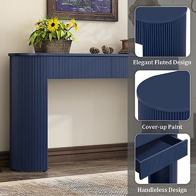 Merax Modern Console Table with Storage, Oval Top and 2 Drawers for Entryway and Living Room