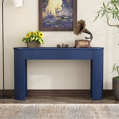 Merax Modern Console Table with Storage, Oval Top and 2 Drawers for Entryway and Living Room