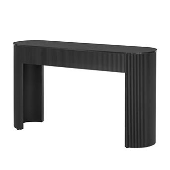 Merax Modern Console Table with Storage, Oval Top and 2 Drawers for Entryway and Living Room
