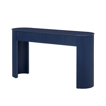 Merax Modern Console Table with Storage, Oval Top and 2 Drawers for Entryway and Living Room
