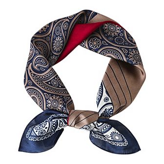 Women's Vintage-Inspired Satin Scarf with Artistic Print and Map Detail