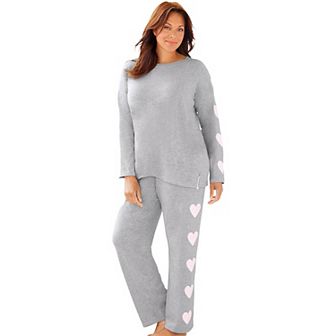Dreams & Co. Plus Size Dreams & Co Side Print Pajama Set