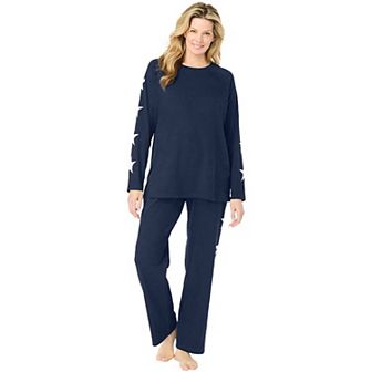 Dreams & Co. Plus Size Dreams & Co Side Print Pajama Set