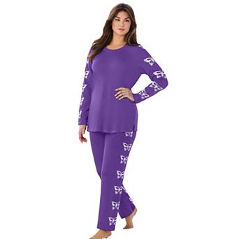 Dreams & Co. Plus Size Dreams & Co Side Print Pajama Set