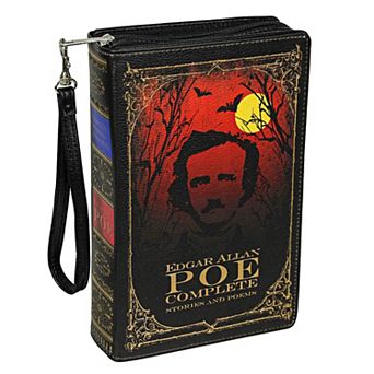 Black Vinyl Edgar Allen Poe Stories & Poetry Book Handbag Novelty Crossbody Bag