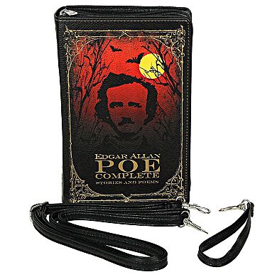 Black Vinyl Edgar Allen Poe Stories & Poetry Book Handbag Novelty Crossbody Bag