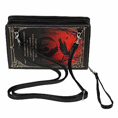 Black Vinyl Edgar Allen Poe Stories & Poetry Book Handbag Novelty Crossbody Bag
