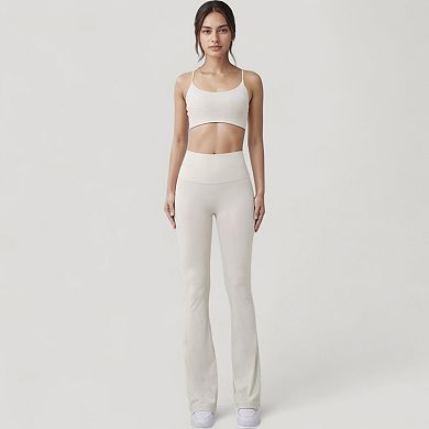 Women's Seamless Scoop Neck Sports Bra with Thin Adjustable Straps and Soft Stretch Fabric