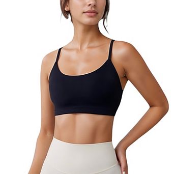 Women's Seamless Scoop Neck Sports Bra with Thin Adjustable Straps and Soft Stretch Fabric
