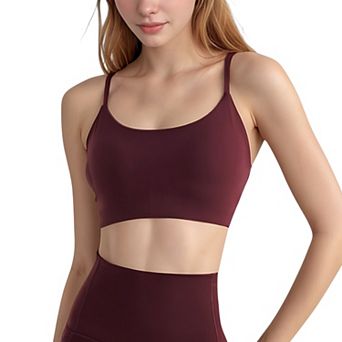 Women's Seamless Scoop Neck Sports Bra with Thin Adjustable Straps and Soft Stretch Fabric