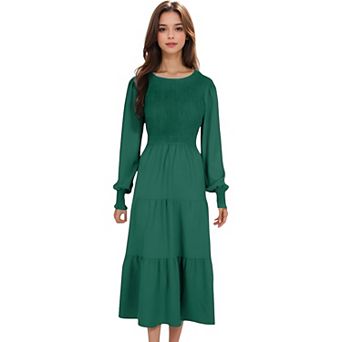 Women's Smocked Maxi Dress with Tiered Skirt and Elegant Design for Stylish Casual Wear