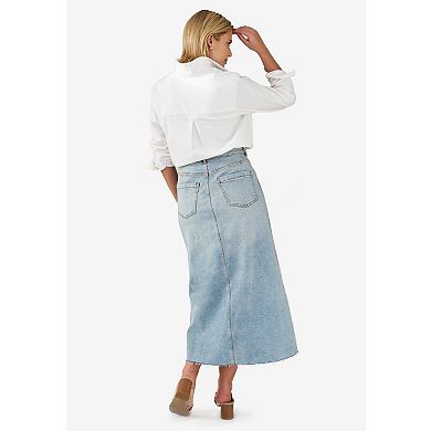 ellos Plus Size 5 Pocket Denim Maxi Skirt