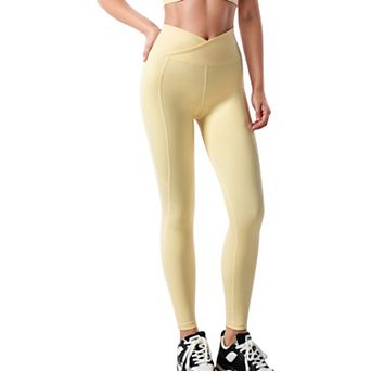 Women's High Waist Crossover Leggings with V-Waistband and Full-Length Stretch Fit