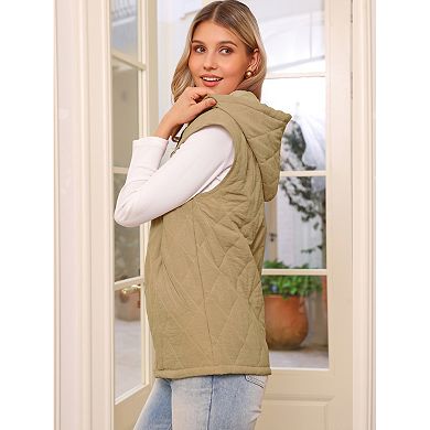 Puffer Vest for Women's Oversized Sleeveless Winter Gilet Quilted Zip Hoodie Vest Jackets