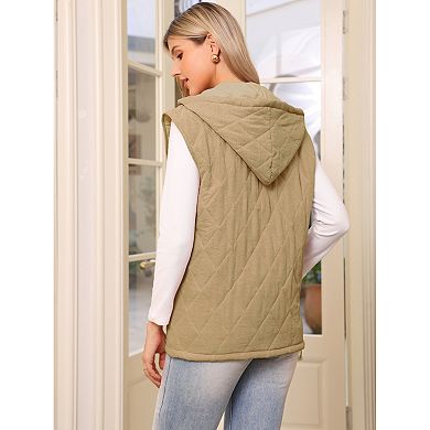 Puffer Vest for Women's Oversized Sleeveless Winter Gilet Quilted Zip Hoodie Vest Jackets