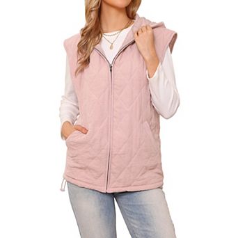 Puffer Vest for Women's Oversized Sleeveless Winter Gilet Quilted Zip Hoodie Vest Jackets