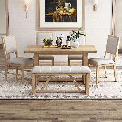 Merax 6-Piece Retro Dining Table Set for 6, 60