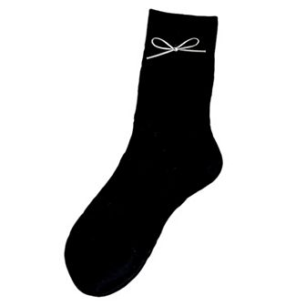 Women's 2 Pairs Eyelet Knit Socks with Faux Leather Bow Detail and Mid-Calf Fit