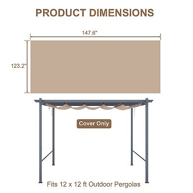 Aoodor Pergola Replacement Canopy- Retractable Sun Shade Cover with Water-Resistant & UPF 50+ UV