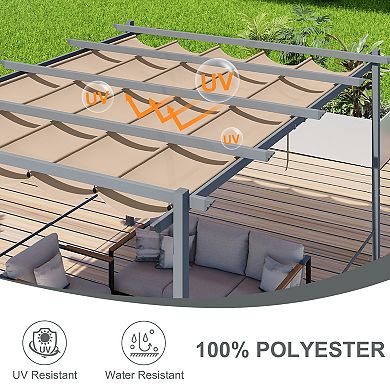 Aoodor Pergola Replacement Canopy- Retractable Sun Shade Cover with Water-Resistant & UPF 50+ UV