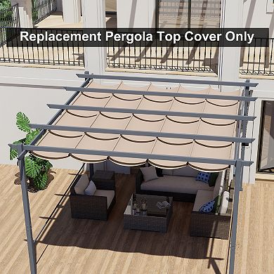 Aoodor Pergola Replacement Canopy- Retractable Sun Shade Cover with Water-Resistant & UPF 50+ UV