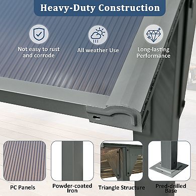 Merax Wall-Mounted Gazebo Outdoor Pergola Gazebo Awning Gazebo with Roof