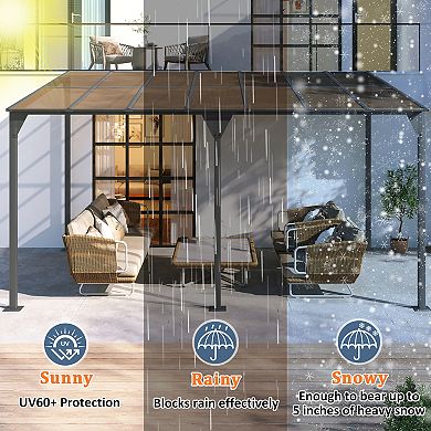 Merax Wall-Mounted Gazebo Outdoor Pergola Gazebo Awning Gazebo with Roof