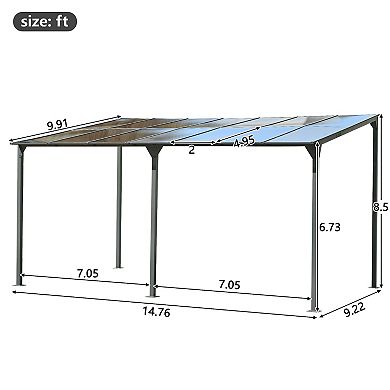Merax Wall-Mounted Gazebo Outdoor Pergola Gazebo Awning Gazebo with Roof