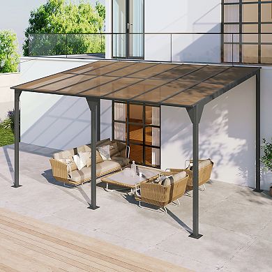 Merax Wall-Mounted Gazebo Outdoor Pergola Gazebo Awning Gazebo with Roof