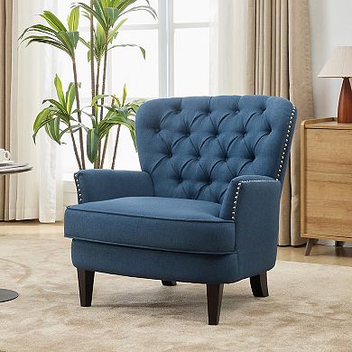 Mirod Vintage-Inspired Upholstered Lounge Chair with Nailhead Trim