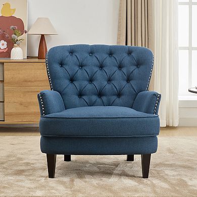Mirod Vintage-Inspired Upholstered Lounge Chair with Nailhead Trim