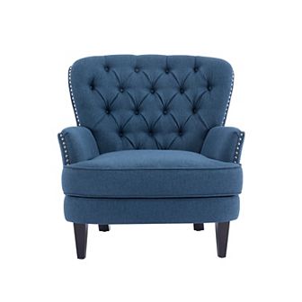 Mirod Vintage-Inspired Upholstered Lounge Chair with Nailhead Trim