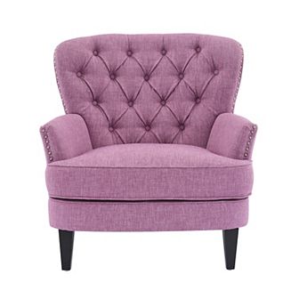 Mirod Vintage-Inspired Upholstered Lounge Chair with Nailhead Trim